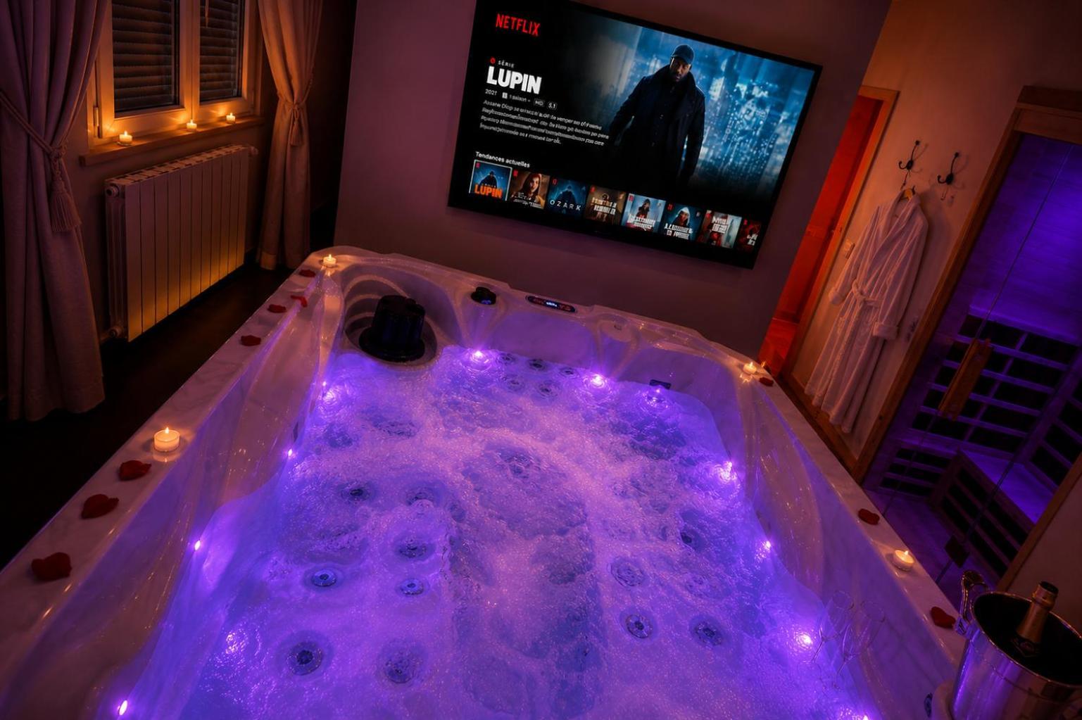 Chambre Lit Queen-Size avec Baignoire Spa